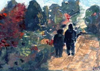 "Autumn Stroll" by Marinela Manastirli, Madison, WI - Watercolor, SOLD